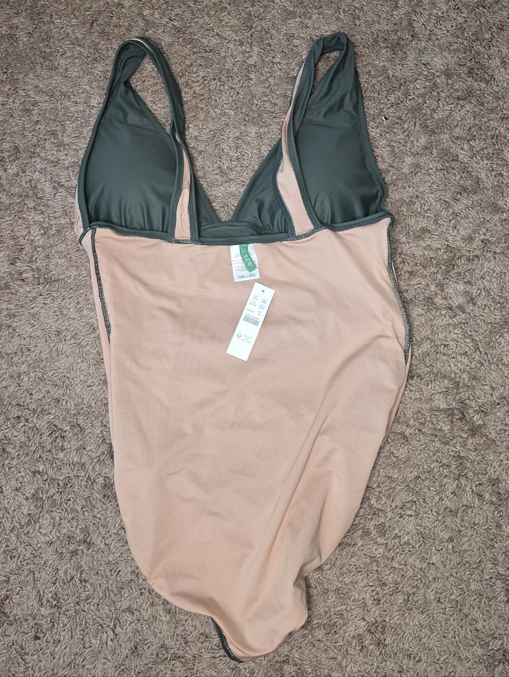 NWT J.Crew Ruched V-Neck One-Piece Swimsuit SZ 12 Cool Cypress - Picture 11 of 12